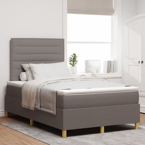 Box Spring Säng med Madrass Taupe 120x200 cm Tyg