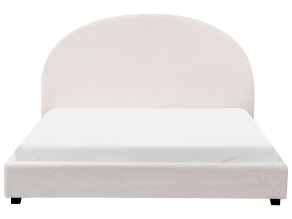 Seng Off-White Boucle 160 x 200 cm Halvrund sengegavl Minimalistisk og retro stil Soverom Dobbeltseng