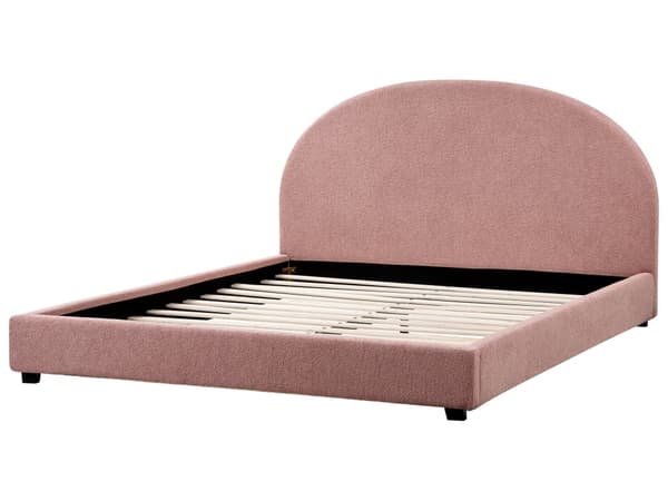 Seng Rosa Boucle 180 x 200 cm Halvrund sengegavl Minimalistisk og retro stil Soverom Dobbeltseng