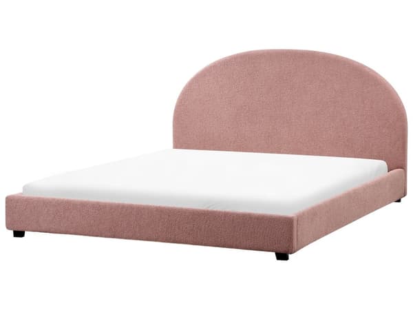 Seng Rosa Boucle 180 x 200 cm Halvrund sengegavl Minimalistisk og retro stil Soverom Dobbeltseng