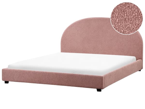 Seng Rosa Boucle 180 x 200 cm Halvrund sengegavl Minimalistisk og retro stil Soverom Dobbeltseng