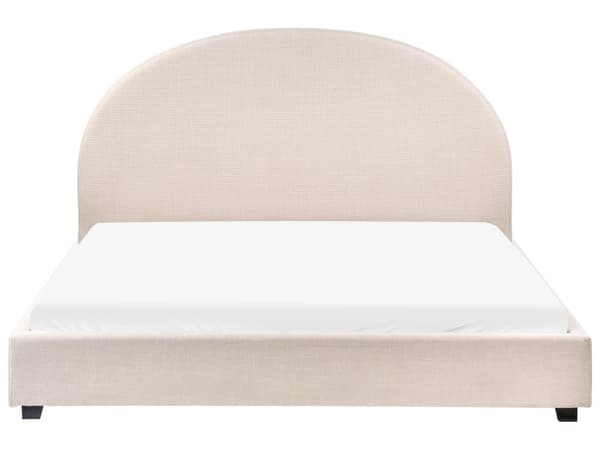 Seng Lysebeige Polyesterstoff 160 x 200 cm Halvrund sengegavl Minimalistisk og retro stil Soverom Dobbeltseng