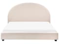 Miniatyrbilde 4 av 11: Seng Lysebeige Polyesterstoff 160 x 200 cm Halvrund sengegavl Minimalistisk og retro stil Soverom Dobbeltseng