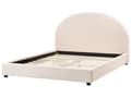 Miniatyrbilde 5 av 11: Seng Lysebeige Polyesterstoff 160 x 200 cm Halvrund sengegavl Minimalistisk og retro stil Soverom Dobbeltseng