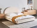 Miniatyrbilde 2 av 11: Seng Lysebeige Polyesterstoff 160 x 200 cm Halvrund sengegavl Minimalistisk og retro stil Soverom Dobbeltseng