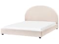 Miniatyrbilde 1 av 11: Seng Lysebeige Polyesterstoff 160 x 200 cm Halvrund sengegavl Minimalistisk og retro stil Soverom Dobbeltseng