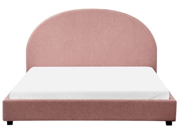Seng Rosa Boucle 160 x 200 cm Halvrund sengegavl Minimalistisk og retro stil Soverom Dobbeltseng