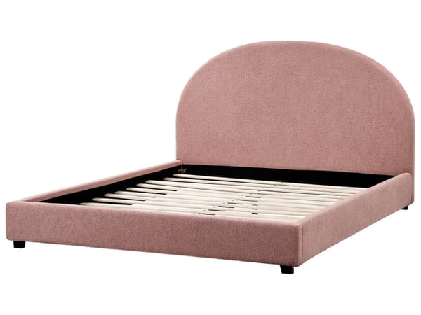 Seng Rosa Boucle 160 x 200 cm Halvrund sengegavl Minimalistisk og retro stil Soverom Dobbeltseng