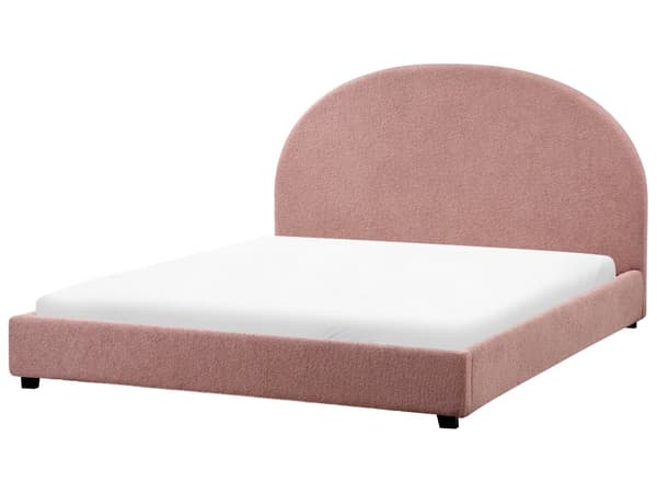 Seng Rosa Boucle 160 x 200 cm Halvrund sengegavl Minimalistisk og retro stil Soverom Dobbeltseng