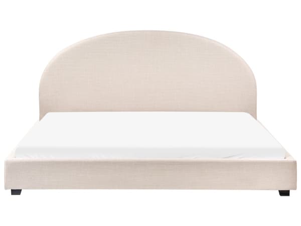 Seng Lysebeige Polyesterstoff 180 x 200 cm Halvrund sengegavl Minimalistisk og retro stil Soverom Dobbeltseng