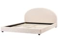 Miniatyrbilde 5 av 11: Seng Lysebeige Polyesterstoff 180 x 200 cm Halvrund sengegavl Minimalistisk og retro stil Soverom Dobbeltseng