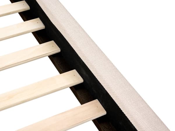 Seng Lysebeige Polyesterstoff 180 x 200 cm Halvrund sengegavl Minimalistisk og retro stil Soverom Dobbeltseng