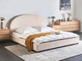 Miniatyrbilde 2 av 11: Seng Lysebeige Polyesterstoff 180 x 200 cm Halvrund sengegavl Minimalistisk og retro stil Soverom Dobbeltseng