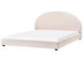 Miniatyrbilde 1 av 11: Seng Lysebeige Polyesterstoff 180 x 200 cm Halvrund sengegavl Minimalistisk og retro stil Soverom Dobbeltseng