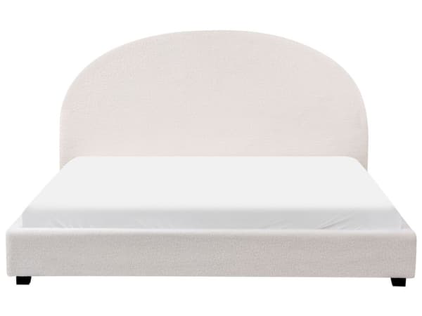 Seng Off White Boucle 180 x 200 cm Moderne To Mands Blød Sengegavl Dobbeltseng Sengeramme Plys Design Stofseng