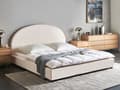 Miniatyrbillede 2 af 11: Seng Off White Boucle 180 x 200 cm Moderne To Mands Blød Sengegavl Dobbeltseng Sengeramme Plys Design Stofseng