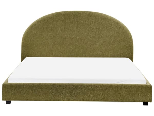 Seng Grøn Boucle 180 x 200 cm Moderne To Mands Blød Sengegavl Dobbeltseng Sengeramme Plys Design Stofseng
