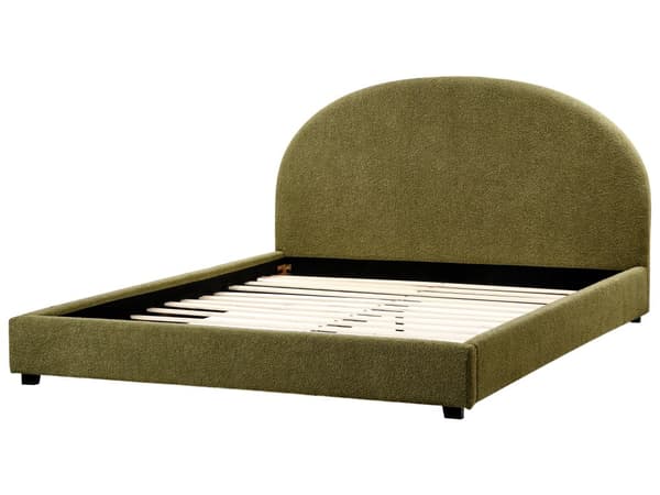 Seng Grøn Boucle 180 x 200 cm Moderne To Mands Blød Sengegavl Dobbeltseng Sengeramme Plys Design Stofseng