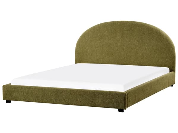 Seng Grøn Boucle 180 x 200 cm Moderne To Mands Blød Sengegavl Dobbeltseng Sengeramme Plys Design Stofseng