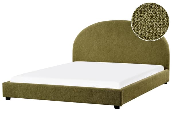 Seng Grøn Boucle 180 x 200 cm Moderne To Mands Blød Sengegavl Dobbeltseng Sengeramme Plys Design Stofseng
