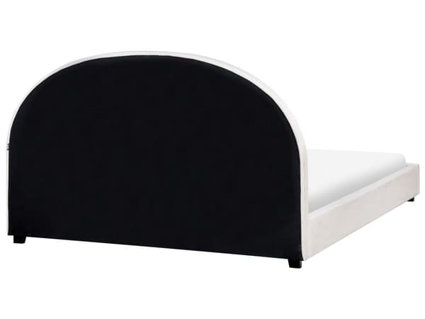 Seng Off White Polyester 180 x 200 cm Moderne To Mands Blød Sengegavl Dobbeltseng Sengeramme Design Stofseng