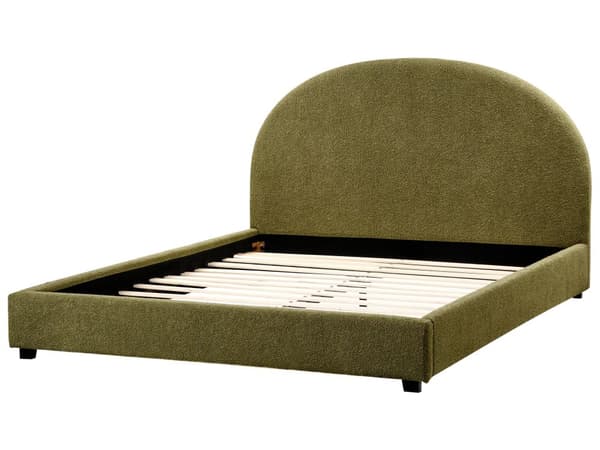 Seng Grøn Boucle 160 x 200 cm Moderne To Mands Blød Sengegavl Dobbeltseng Sengeramme Plys Design Stofseng