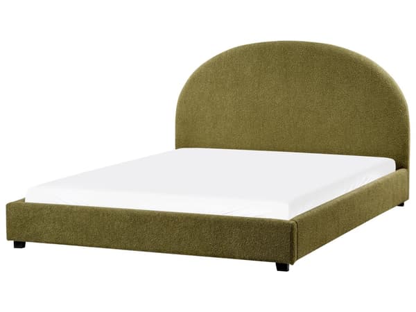 Seng Grøn Boucle 160 x 200 cm Moderne To Mands Blød Sengegavl Dobbeltseng Sengeramme Plys Design Stofseng