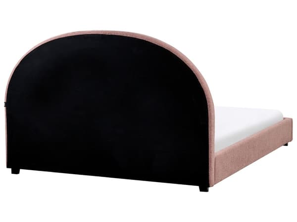 Seng Lyserød Boucle 140 x 200 cm Moderne Trekvart Seng Blød Sengegavl Halvandenmands 3 kvart Seng Plys Design Soveværelse
