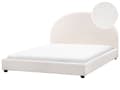 Miniatyrbillede 1 af 11: Vandseng Off White Boucle 160 x 200 cm Dekorativ Moderne To Mands Blød Sengegavl Dobbeltseng Sengeramme Vandmadras Design Stofseng