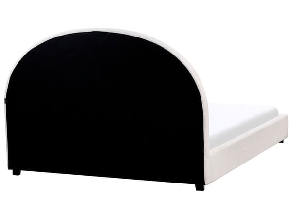 Seng Off White Boucle 140 x 200 cm Moderne Trekvart Seng Blød Sengegavl Halvandenmands 3 kvart Seng Plys Design Soveværelse