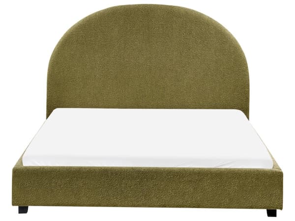 Seng Grøn Boucle 140 x 200 cm Moderne Trekvart Seng Blød Sengegavl Halvandenmands 3 kvart Seng Plys Design Soveværelse