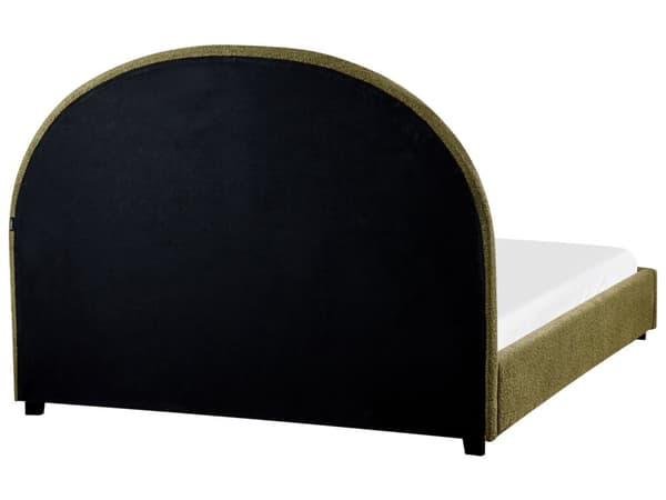 Seng Grøn Boucle 140 x 200 cm Moderne Trekvart Seng Blød Sengegavl Halvandenmands 3 kvart Seng Plys Design Soveværelse