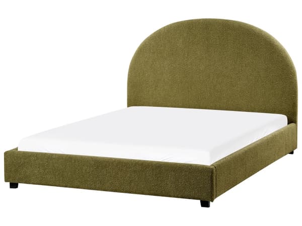 Seng Grøn Boucle 140 x 200 cm Moderne Trekvart Seng Blød Sengegavl Halvandenmands 3 kvart Seng Plys Design Soveværelse