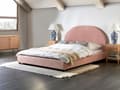Miniatyrbillede 2 af 11: Seng Lyserød Boucle 160 x 200 cm Moderne To Mands Blød Sengegavl Dobbeltseng Sengeramme Plys Design Stofseng