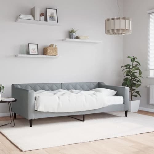 Dagbädd med madrass ljusgrå 90x190 cm tyg