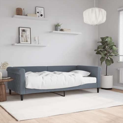 Dagbädd med madrass mörkgrå 90x190 cm sammet