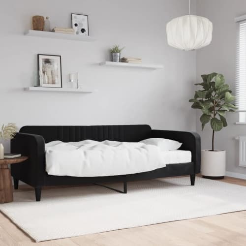Dagbädd med madrass svart 90x190 cm sammet