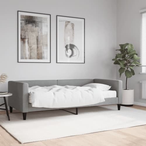 Dagbädd med madrass ljusgrå 90x190 cm tyg