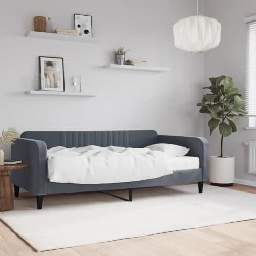 Dagbädd med madrass mörkgrå 90x190 cm sammet