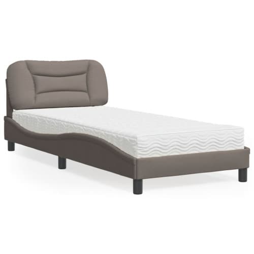Säng med madrass taupe 90x190 cm tyg