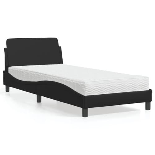 Säng med madrass svart 90x190 cm konstläder
