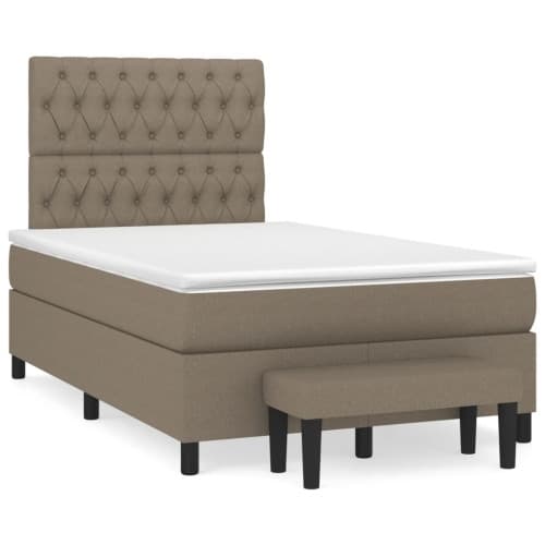 Ramsäng med madrass taupe 120x190 cm tyg