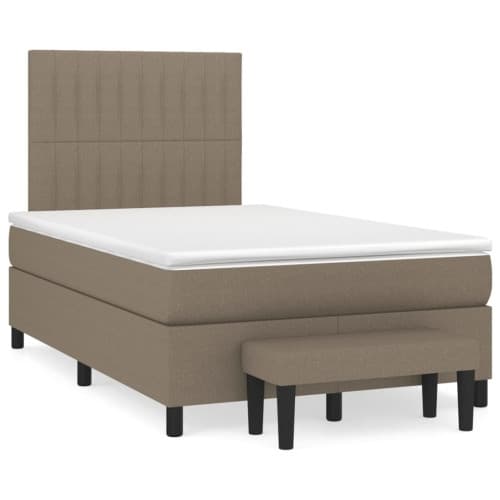Ramsäng med madrass taupe 120x190 cm tyg