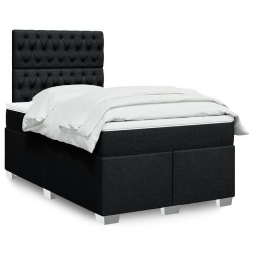Ramsäng med madrass svart 120x190 cm tyg