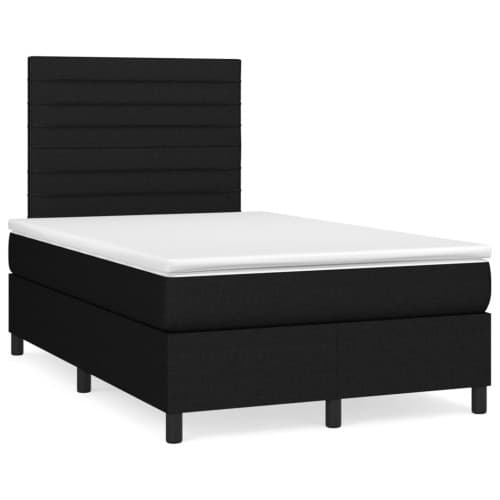 Ramsäng med madrass & LED svart 120x190 cm tyg