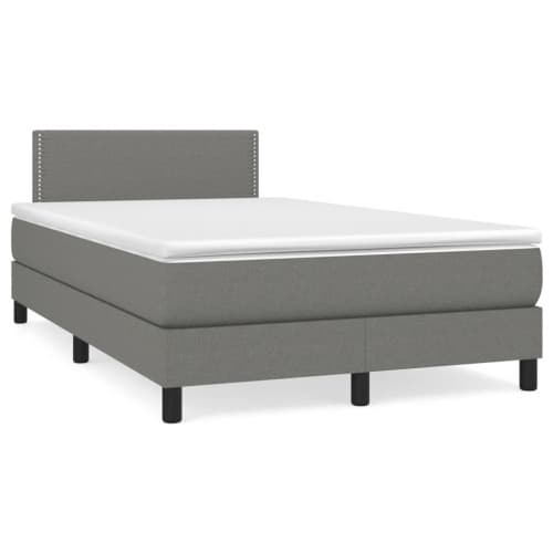 Ramsäng med madrass & LED mörkgrå 120x190 cm tyg
