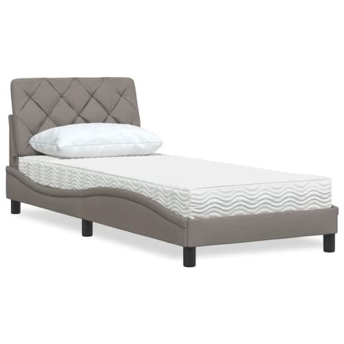 Säng med madrass taupe 90x190 cm tyg