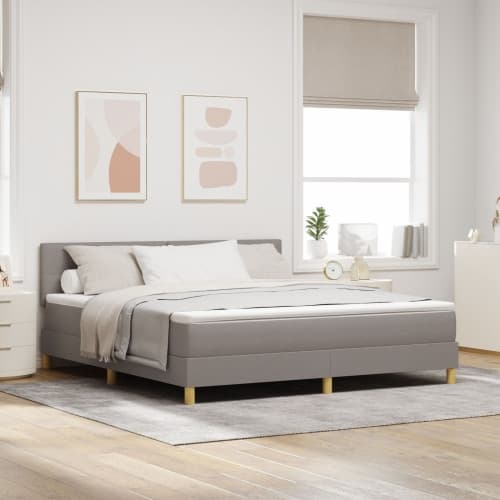 Boxspring Säng med Madrass Ljusbrun 180x200 cm Tyg