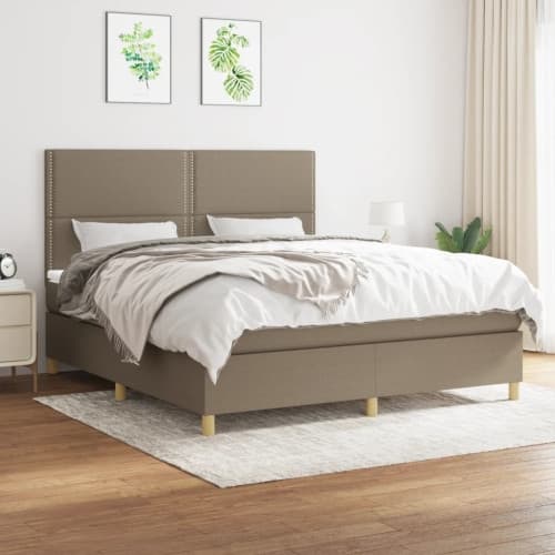Ramsäng med madrass taupe 180x200 cm tyg
