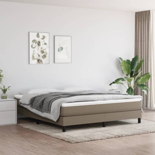 Ramsäng med madrass taupe 180x200 cm tyg
